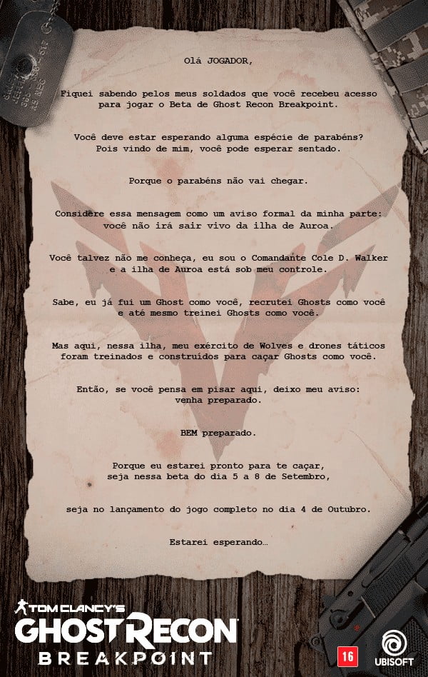 Beta de Ghost Recon Breakpoint disponível para quem acertar quiz 1 Ghost Recon Breakpoint