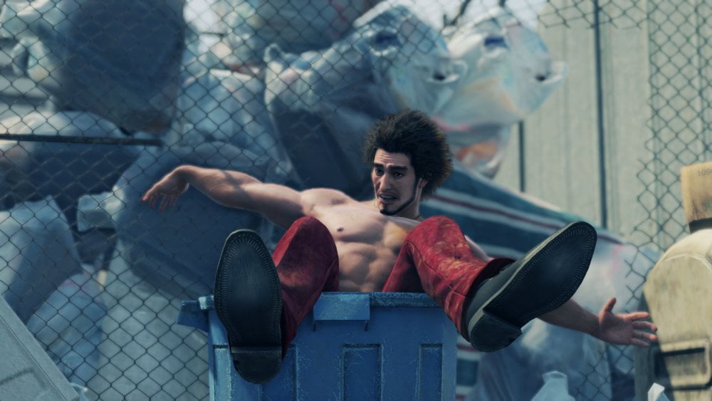 Screenshots de Yakuza Like a Dragon contam a história do protagonista 3 Ichiban acordou em uma lata de lixo em Yokohama (Foto: SEGA)