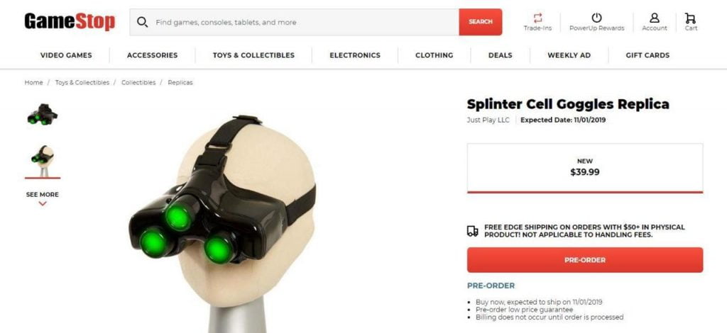 Tão deixando a gente sonhar: GameStop cita Splinter Cell não-anunciado 1 Goggles de Sam Fisher podem ter revelado mais do que se esperava (Imagem: Reddit)
