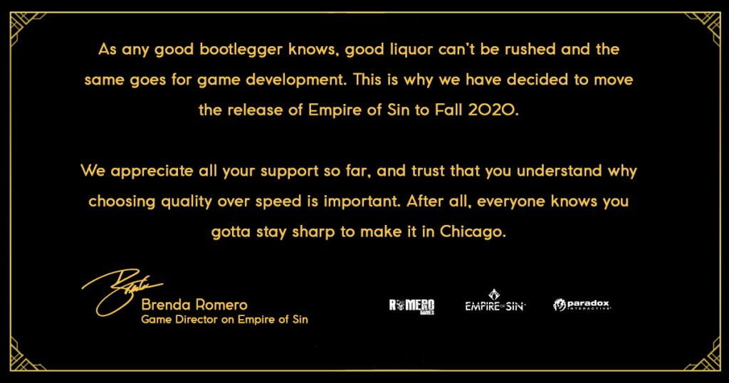 Outro adiamento em 2020: Empire of Sin chegará apenas na primavera 1 Empire of Sin