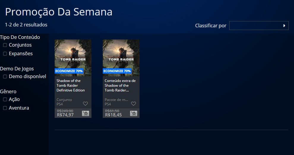 Sony oferece Edição Definitiva de Shadow of the Tomb Raider com desconto 1 PS Store