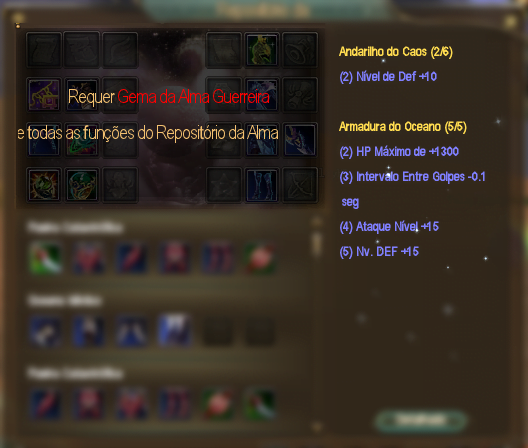 Guia Alma Guerreira - Como trocar de equipamento e manter meu combo?