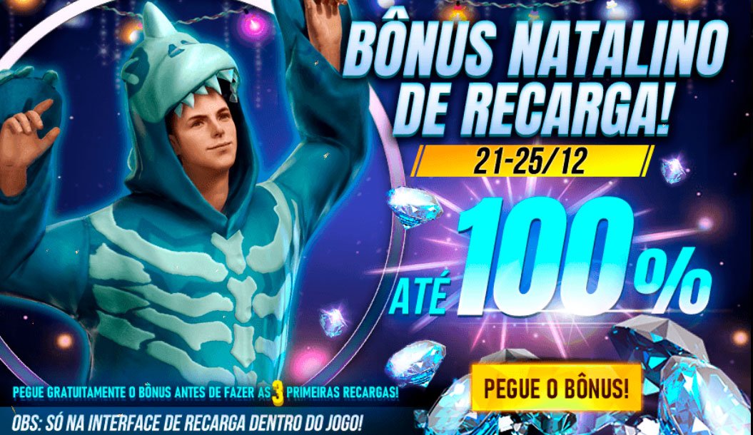 Free Fire: evento de recarga dá bônus de até 100% em diamantes