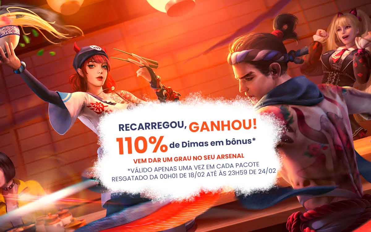 Recarga Free Fire: 110% de bônus é liberado em fevereiro 2022